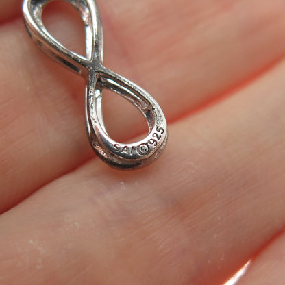 SAI 925 Sterling Silver Real Diamond Accent Infinity Mini Slide Charm Pendant
