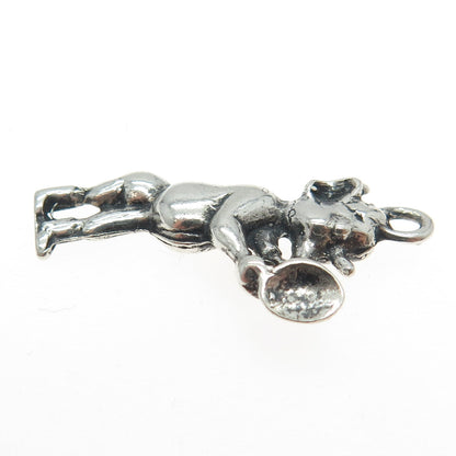 925 Sterling Silver Vintage Cartoon Clarinet Musician Character Charm Pendant