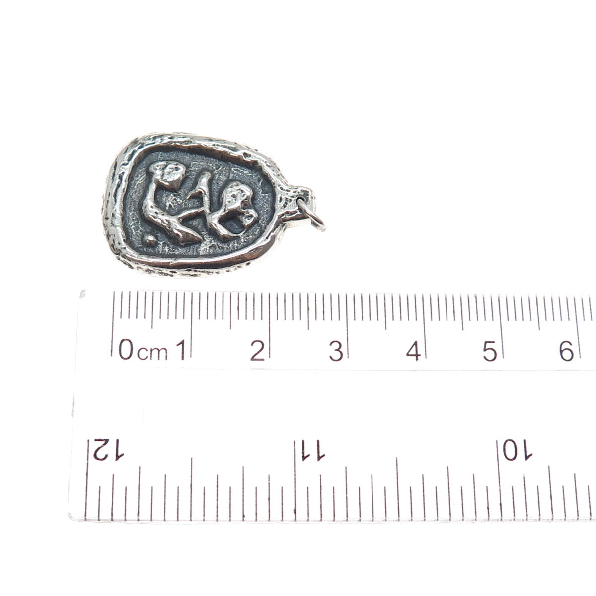925 Sterling Silver Vintage Modernist Abstract Oxidized Charm Pendant