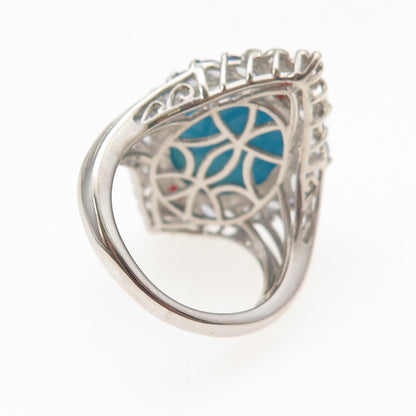 Chuck Clemency 925 Sterling Silver Real Turquoise Tanzanite & Coral Ring Size 8