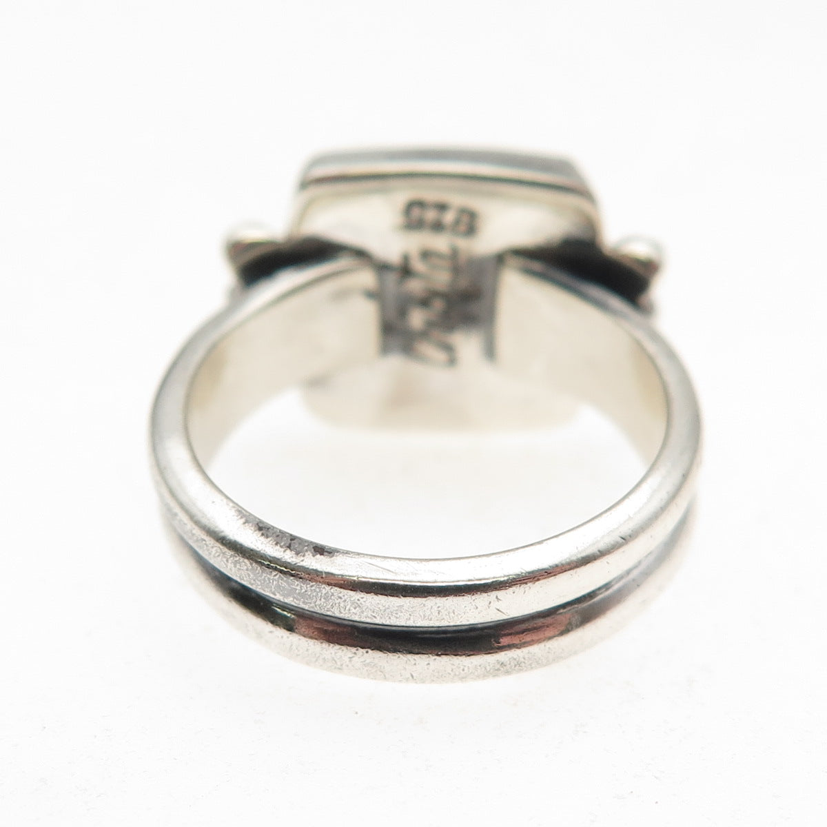Chipita 925 Sterling Silver Vintage Real Turquoise Oxidized Ring Size 7.25