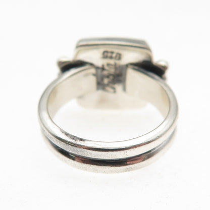 Chipita 925 Sterling Silver Vintage Real Turquoise Oxidized Ring Size 7.25