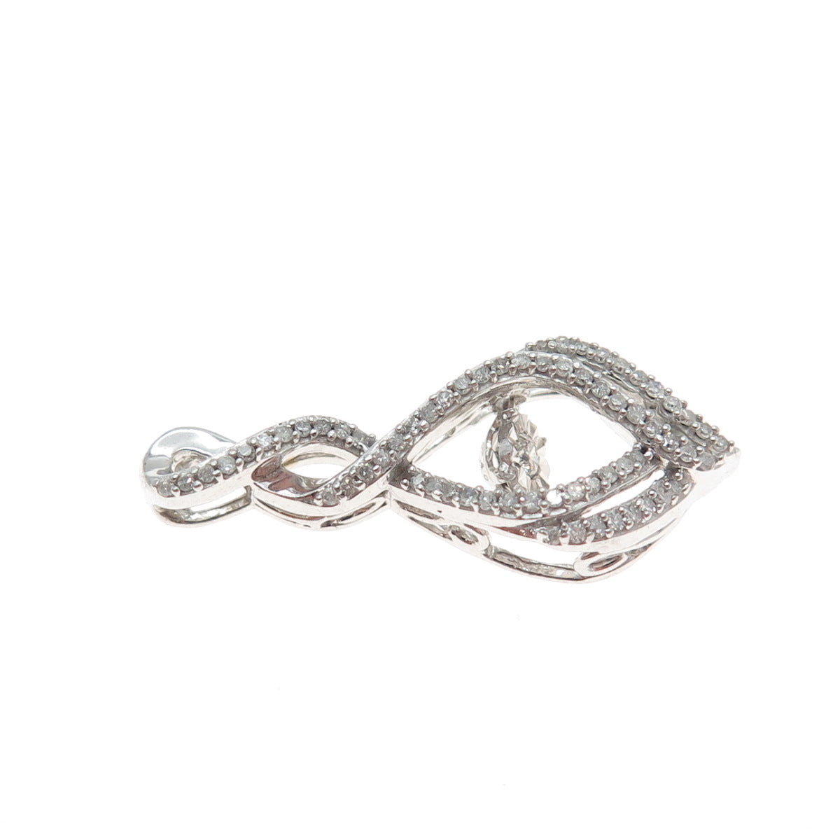 925 Sterling Silver Real Round-Cut Diamond Infinity Slide Pendant