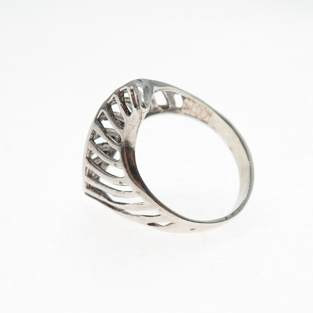 925 Sterling Silver Vintage Modernist Oxidized Ring Size 10.25