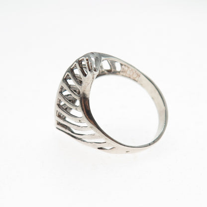 925 Sterling Silver Vintage Modernist Oxidized Ring Size 10.25