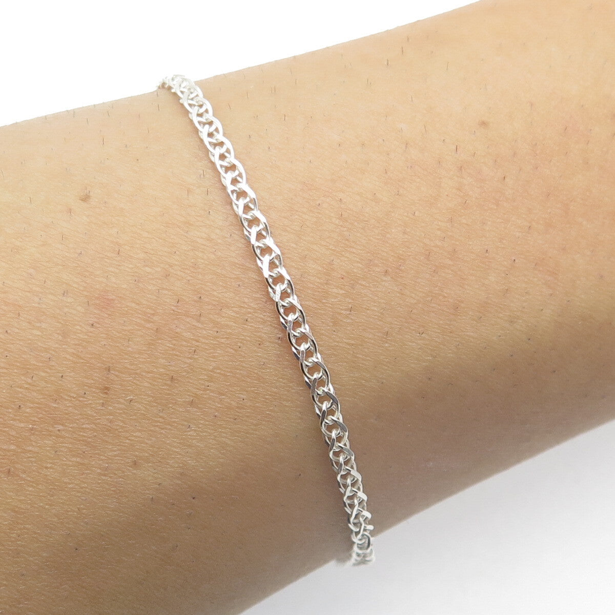 925 Sterling Silver Italy Franco Link Bracelet 7"