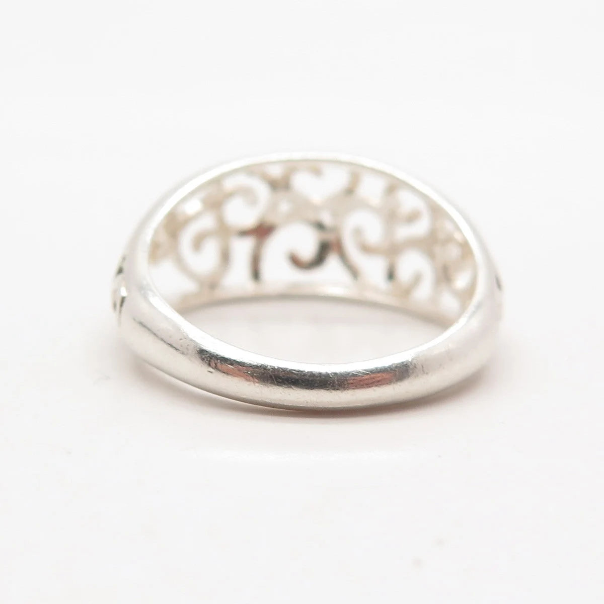 925 Sterling Silver Vintage Nevada Silver Open Swirl Ring Size 8.25