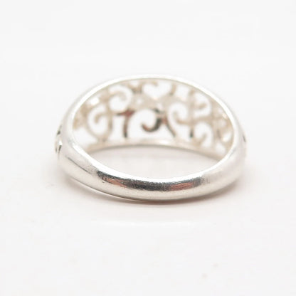 925 Sterling Silver Vintage Nevada Silver Open Swirl Ring Size 8.25