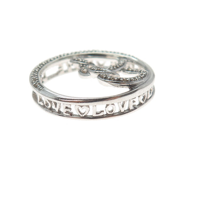 925 Sterling Silver Real Champagne Diamond Love Couple Heart Slide Pendant