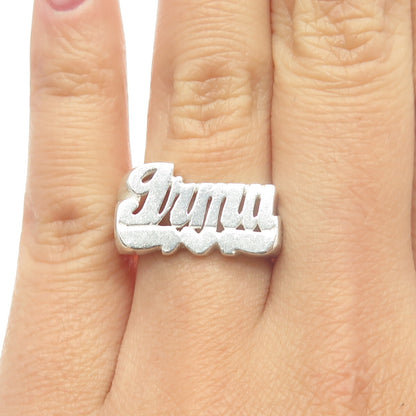 925 Sterling Silver Vintage "Irma" Name Ring Size 7.25