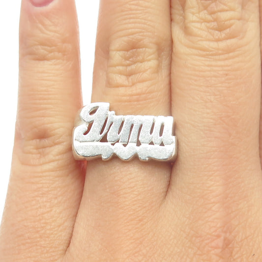 925 Sterling Silver Vintage "Irma" Name Ring Size 7.25