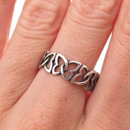 925 Sterling Silver Vintage Butterfly All Around Oxidized Band Ring Size 8