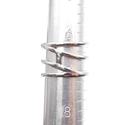925 Sterling Silver Round-Cut C Z 3-Row Ring Size 7