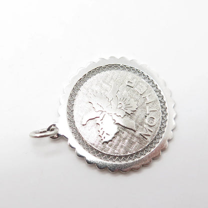 925 Sterling Silver Vintage Mother Angel Round Swirl Pendant