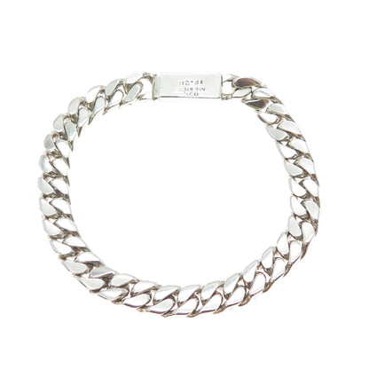 925 Sterling Silver Vintage Mexico Cuban Link Bracelet 7.5"