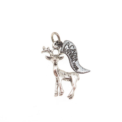925 Sterling Silver Vintage Acadia National Park Deer Oxidized Charm Pendant