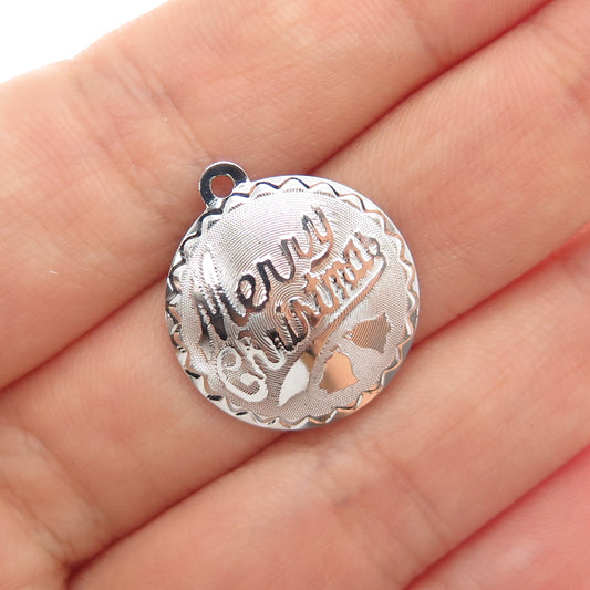 925 Sterling Silver Vintage Merry Christmas Minimalist Charm Pendant