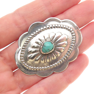 Old Pawn Sterling Silver Vintage Southwestern Turquoise Concho Tribal Pin Brooch