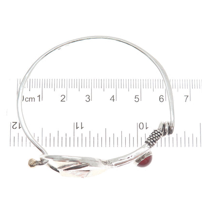 925 Sterling Silver & 14K Multi-Gold Vintage Carnelian Modernist Bracelet 6.75"