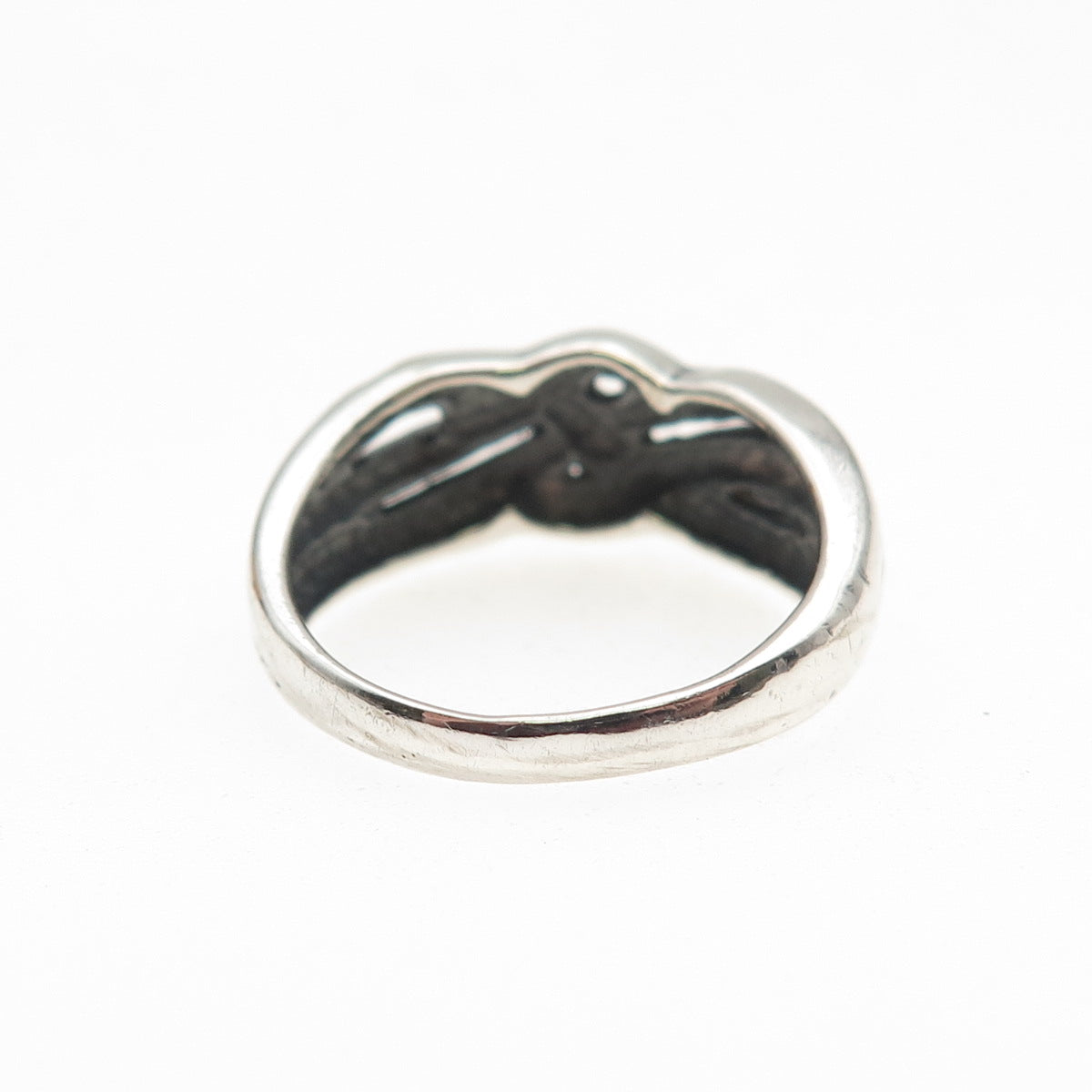 925 Sterling Silver Vintage Modernist Woven Oxidized Ring Size 5.25