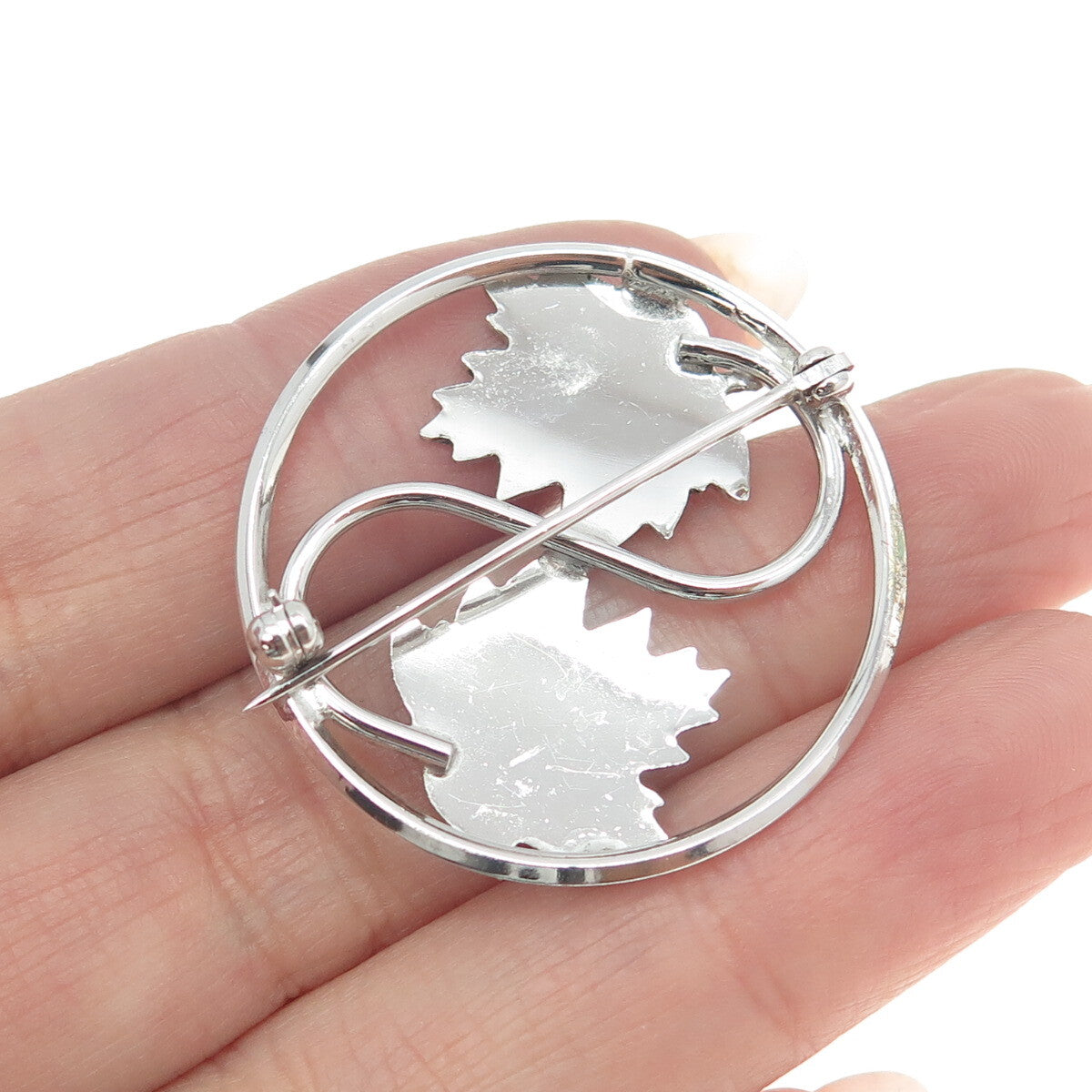 LAMODE 925 Sterling Silver Vintage Maple Leaf Pin Brooch