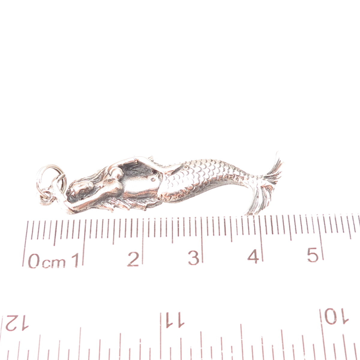 925 Sterling Silver Vintage Mermaid Oxidized Charm Pendant