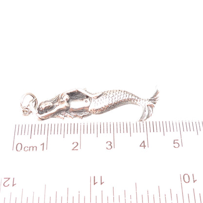 925 Sterling Silver Vintage Mermaid Oxidized Charm Pendant