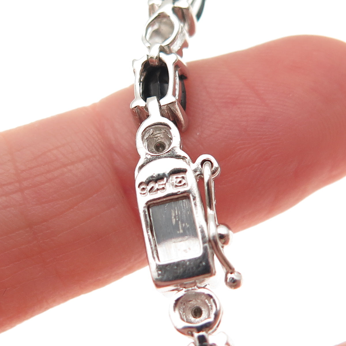 Michelle Albala 925 Sterling Silver Real Diamond Accent Sapphire Bracelet 7.25"