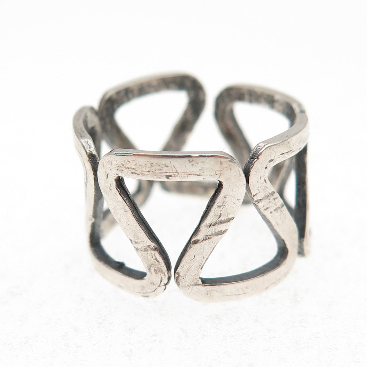 925 Sterling Silver Vintage Mexico Zig Zag Oxidized Ring Size 5
