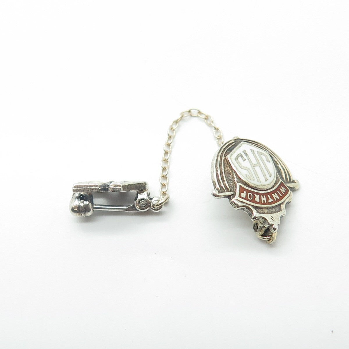 925 Sterling Silver Antique Retro 1946 "Junior High School" Double Pin Brooch