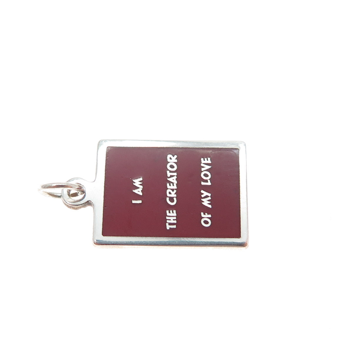925 Sterling Silver Enamel I Am The Creator Of My Love Minimalist Charm Pendant