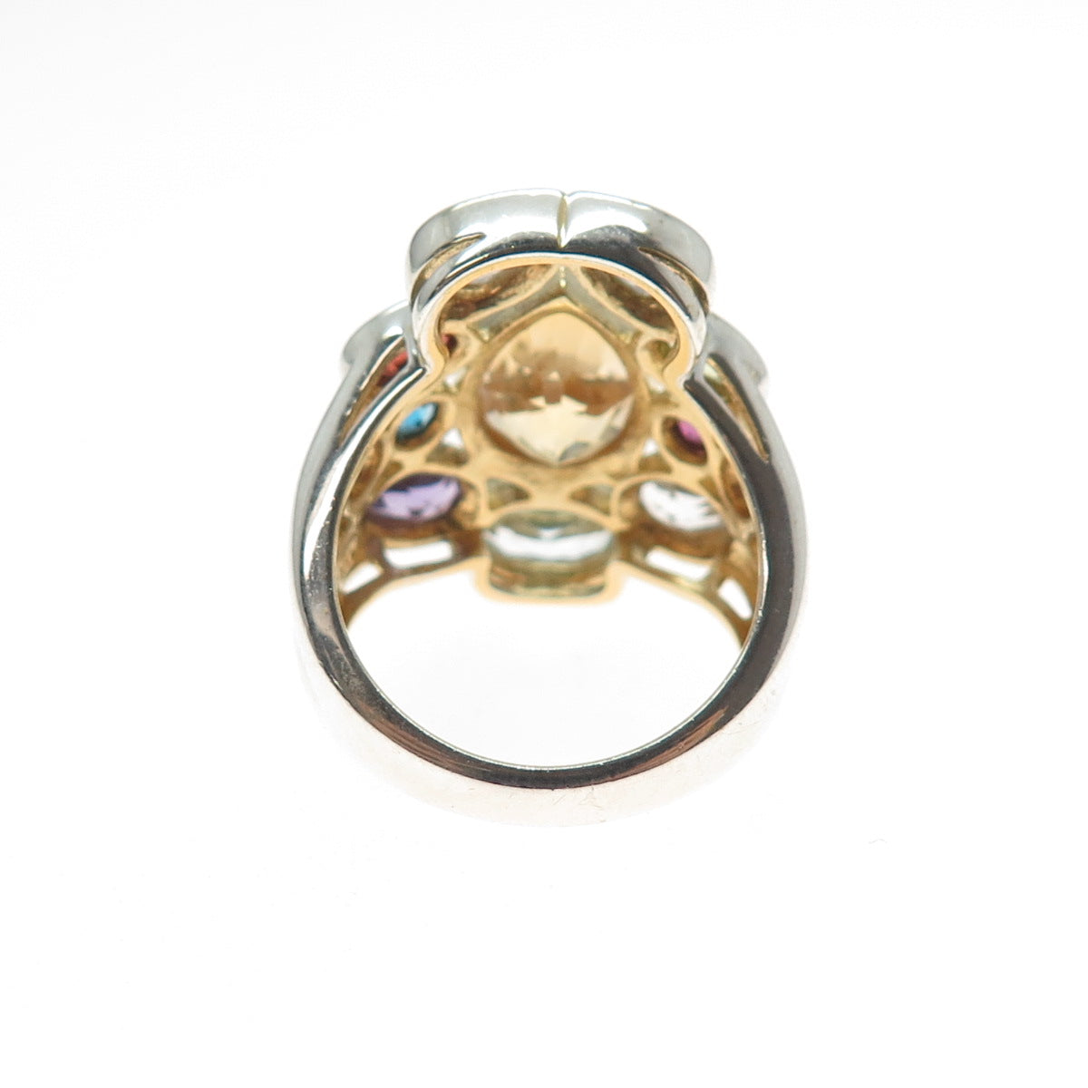FADI Sterling Vintage Real Topaz Peridot Garnet Amethyst Citrine Ring Size 7.25