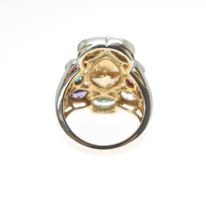 FADI Sterling Vintage Real Topaz Peridot Garnet Amethyst Citrine Ring Size 7.25