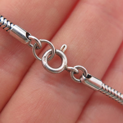 KREMENTZ 925 Sterling Silver Vintage Rhinestone Flower Snake Chain Necklace 16"