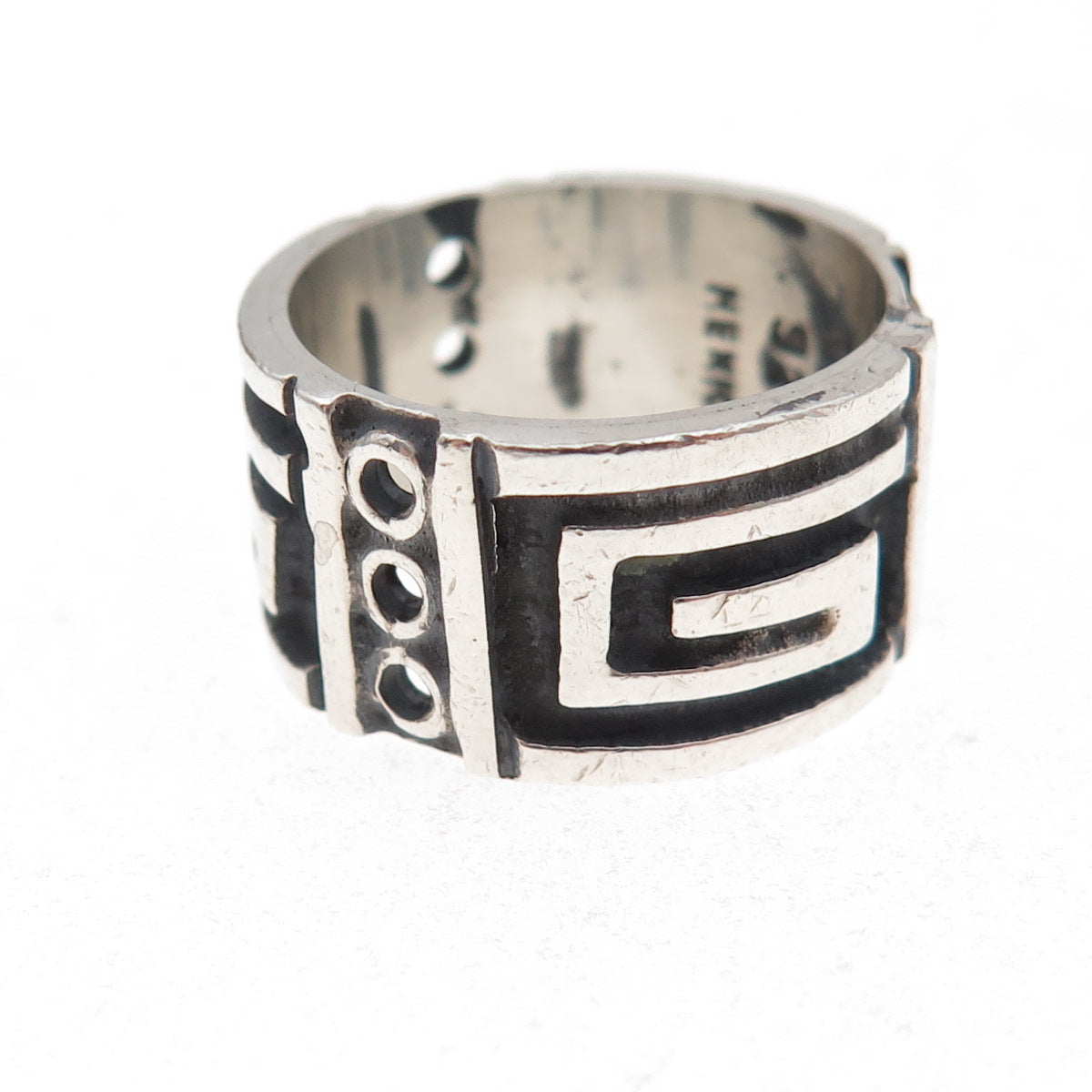925 Sterling Silver Vintage Mexico Spiral Oxidized Band Ring Size 7.25