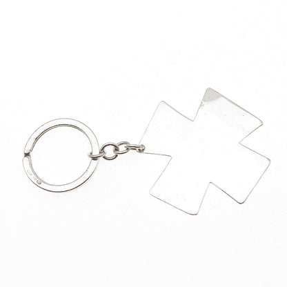 UnoAErre 925 Sterling Silver Vintage 2000 KJB London Cross Key Chain Fob Ring