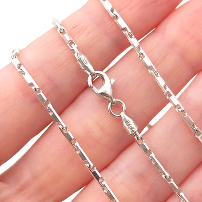 925 Sterling Silver Vintage Italy Anchor Bar Chain Necklace 24"