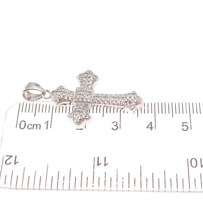 925 Sterling Silver Round-Cut C Z Cross Charm Pendant