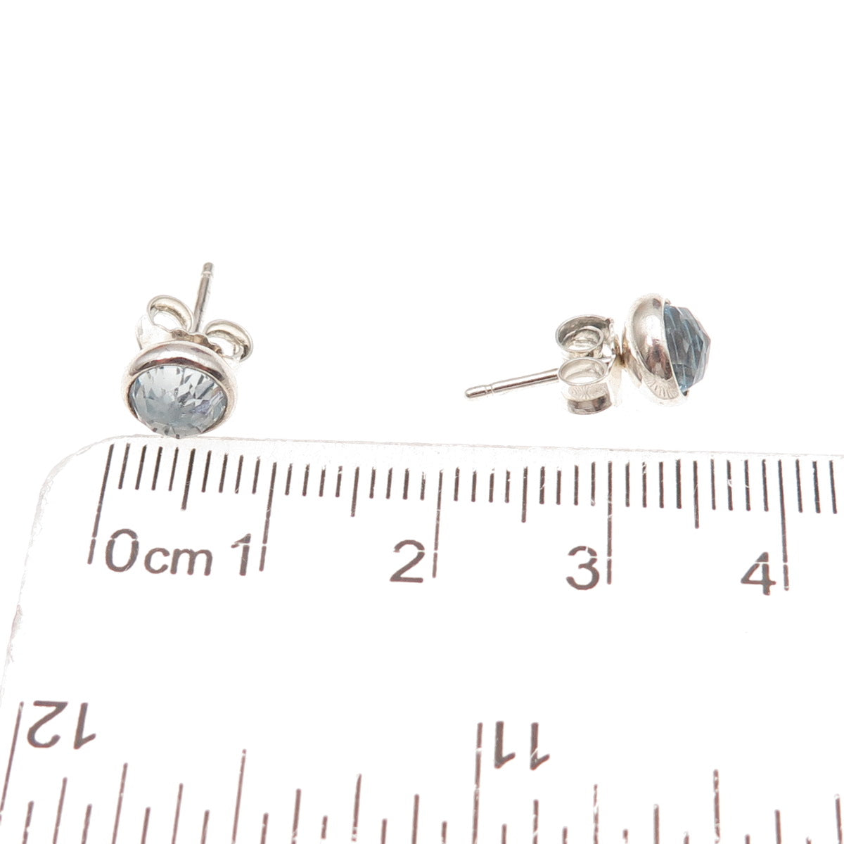 Pandora 925 Sterling Silver Blue Crystal March Birthstone Stud Earrings