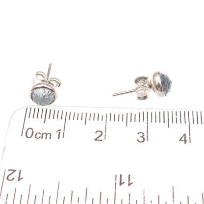 Pandora 925 Sterling Silver Blue Crystal March Birthstone Stud Earrings