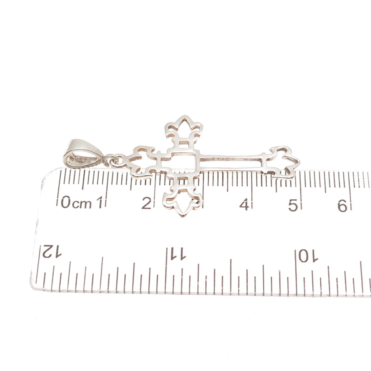 925 Sterling Silver Vintage Fleur de Lis Cross Charm Pendant