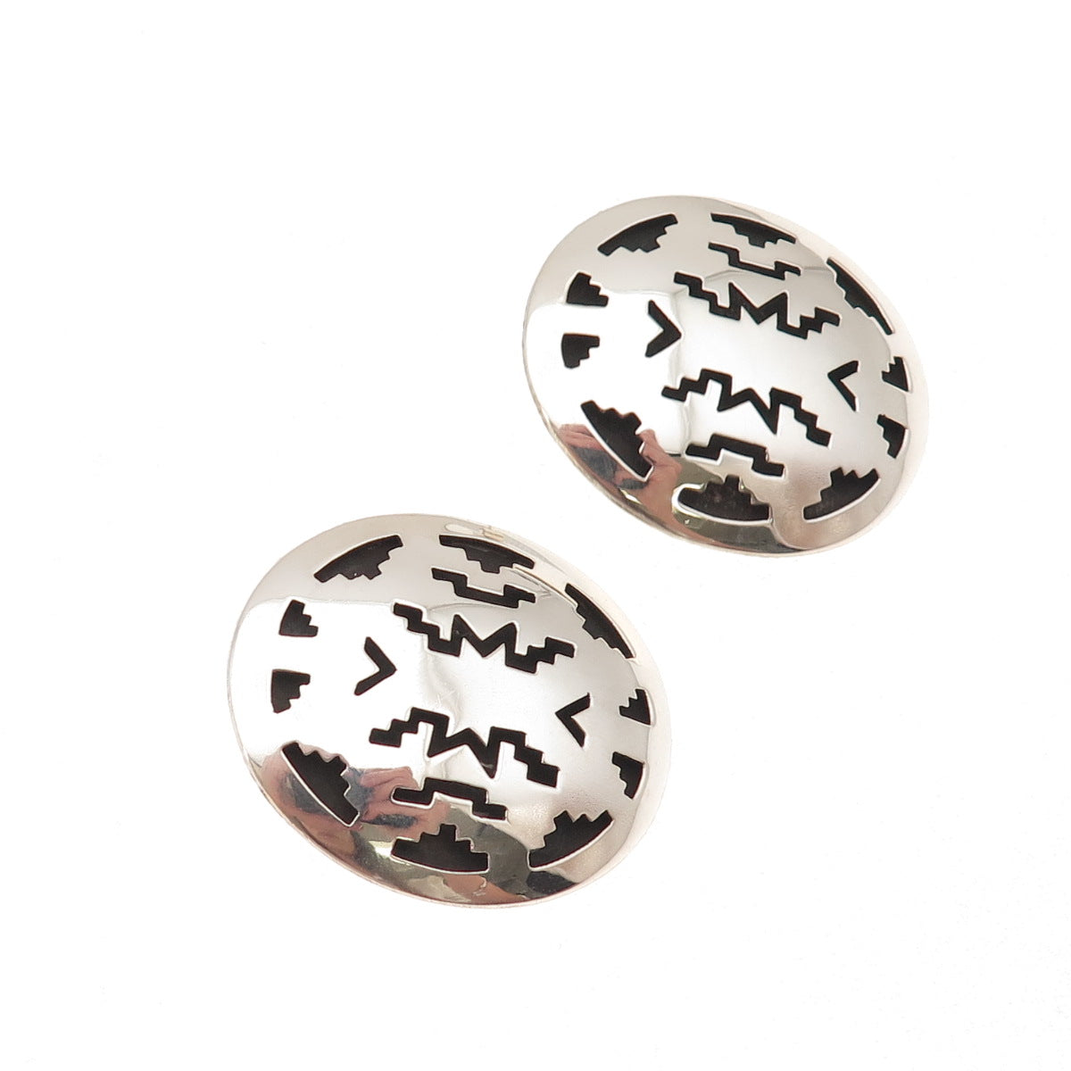 Herbert Taylor Navajo Old Pawn 925 Sterling Silver Vintage Shadow Box Earrings