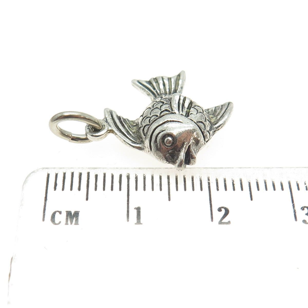 925 Sterling Silver Vintage Fish 3D Charm Pendant