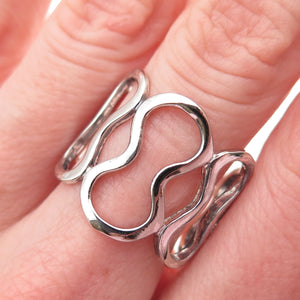 925 Sterling Silver Vintage Modernist Number 8 Ring Size 9.25