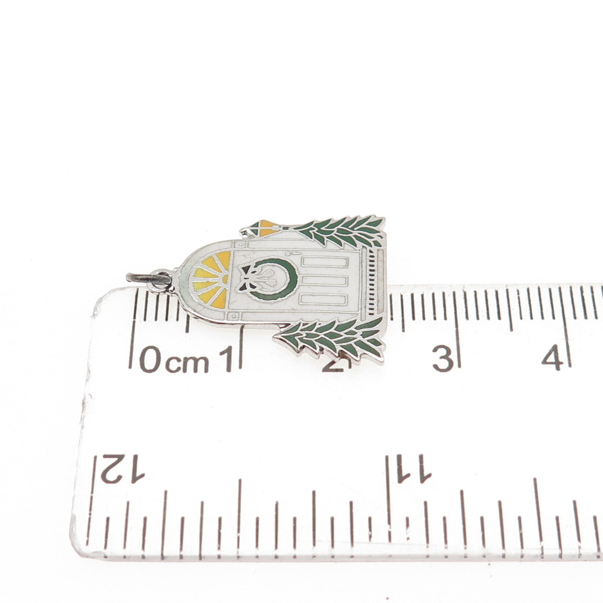 Griffith & Sons 925 Sterling Silver Vintage Enamel Christmas Door Charm Pendant