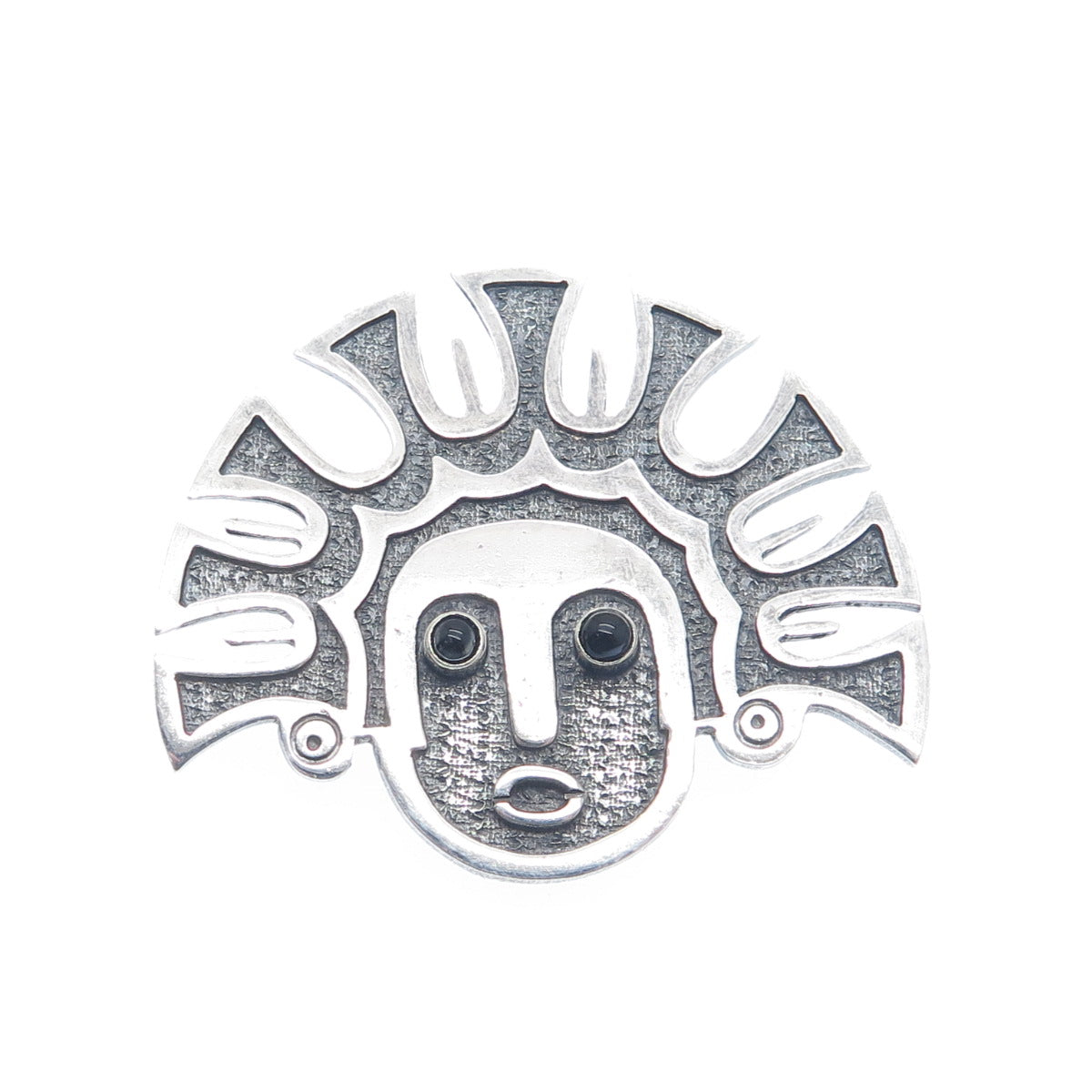 925 Sterling Silver Vintage Ecuador Tribal Goddess Oxidized Pin Pendant