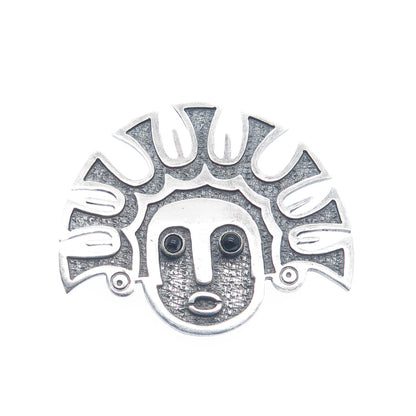 925 Sterling Silver Vintage Ecuador Tribal Goddess Oxidized Pin Pendant