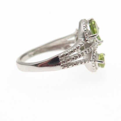 Chuck Clemency 925 Sterling Silver Real Diamond Accent & Peridot Ring Size 7