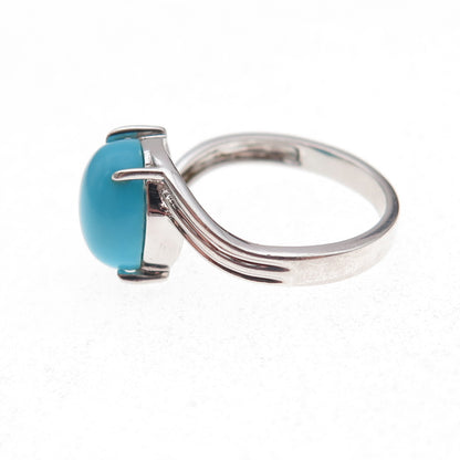 925 Sterling Silver Real Sleeping Beauty Turquoise Bypass Ring Size 7.25