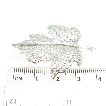 925 Sterling Silver Vintage Germany Maple Leaf Filigree Pin Brooch